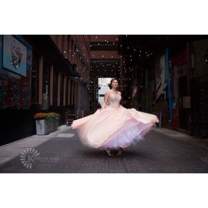 Camille Le Vie Strapless Illusion Beaded Dress